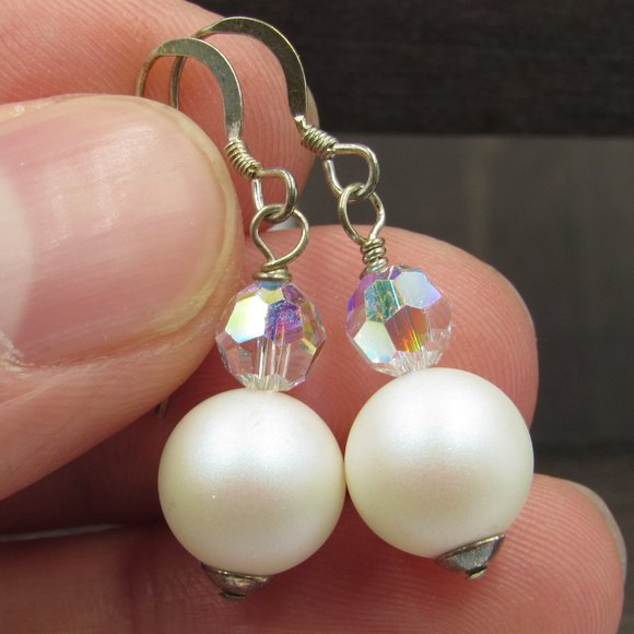 Jewelry - Sterling Silver Crystal & Odd Ball Dangle Earrings